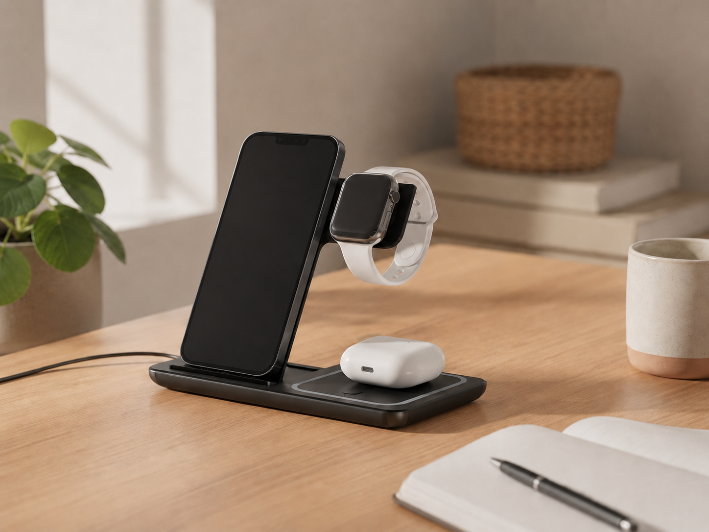 3-in-1 Charging Station Matte Aluminum